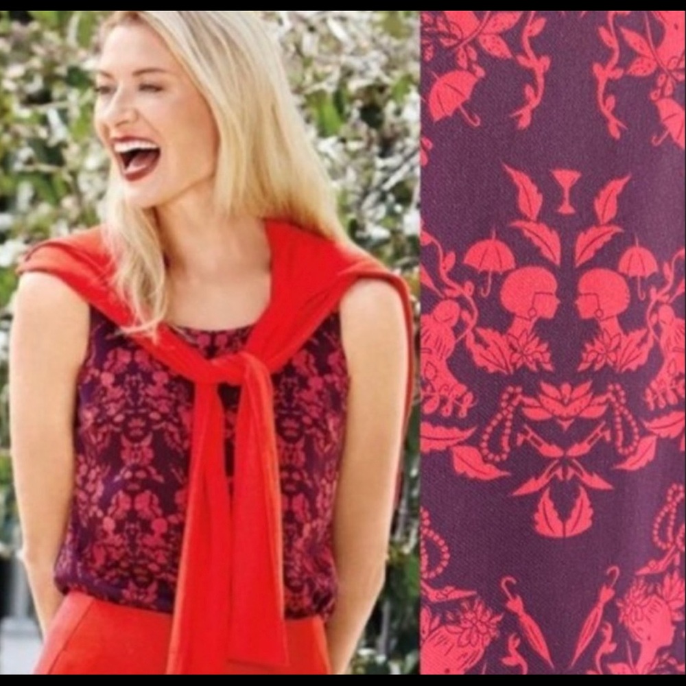 CAbi Cameo Top Tunic 3258 NWT Sakura Red Plum Rhubarb Size Small Blouse - Picture 5 of 10